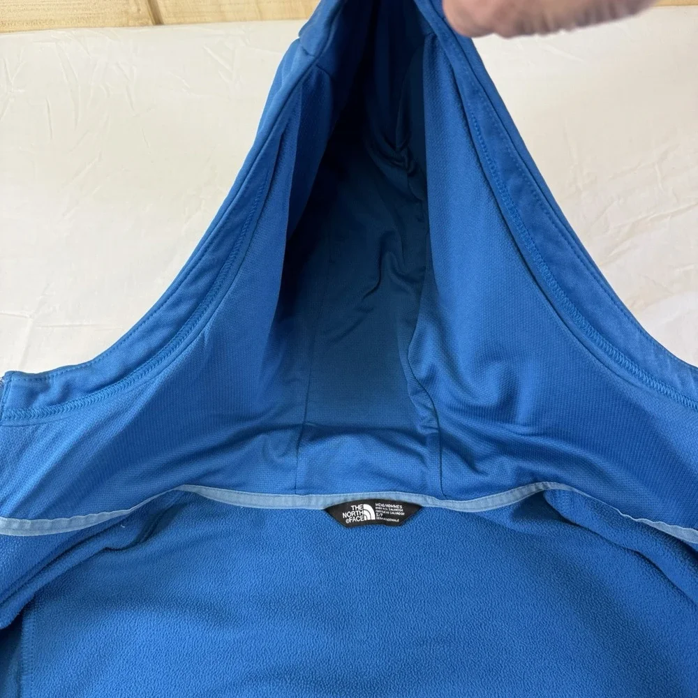 The North Face Knit Sweater Fleece Full Zip Logo Hoodie Men's Small‎ Aqua Blue